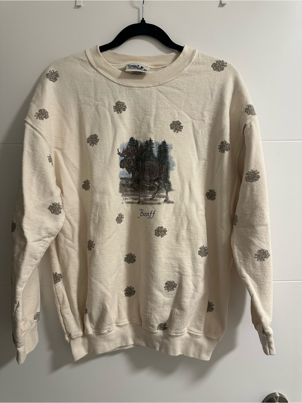 Vintage Northern Reflections Moose In Forest Banff Sweatshirt